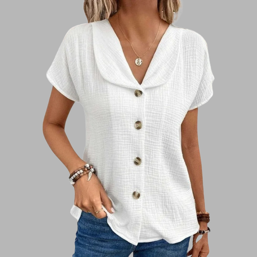 Blouse Boutonnée Grand Col pour Femme Liliane