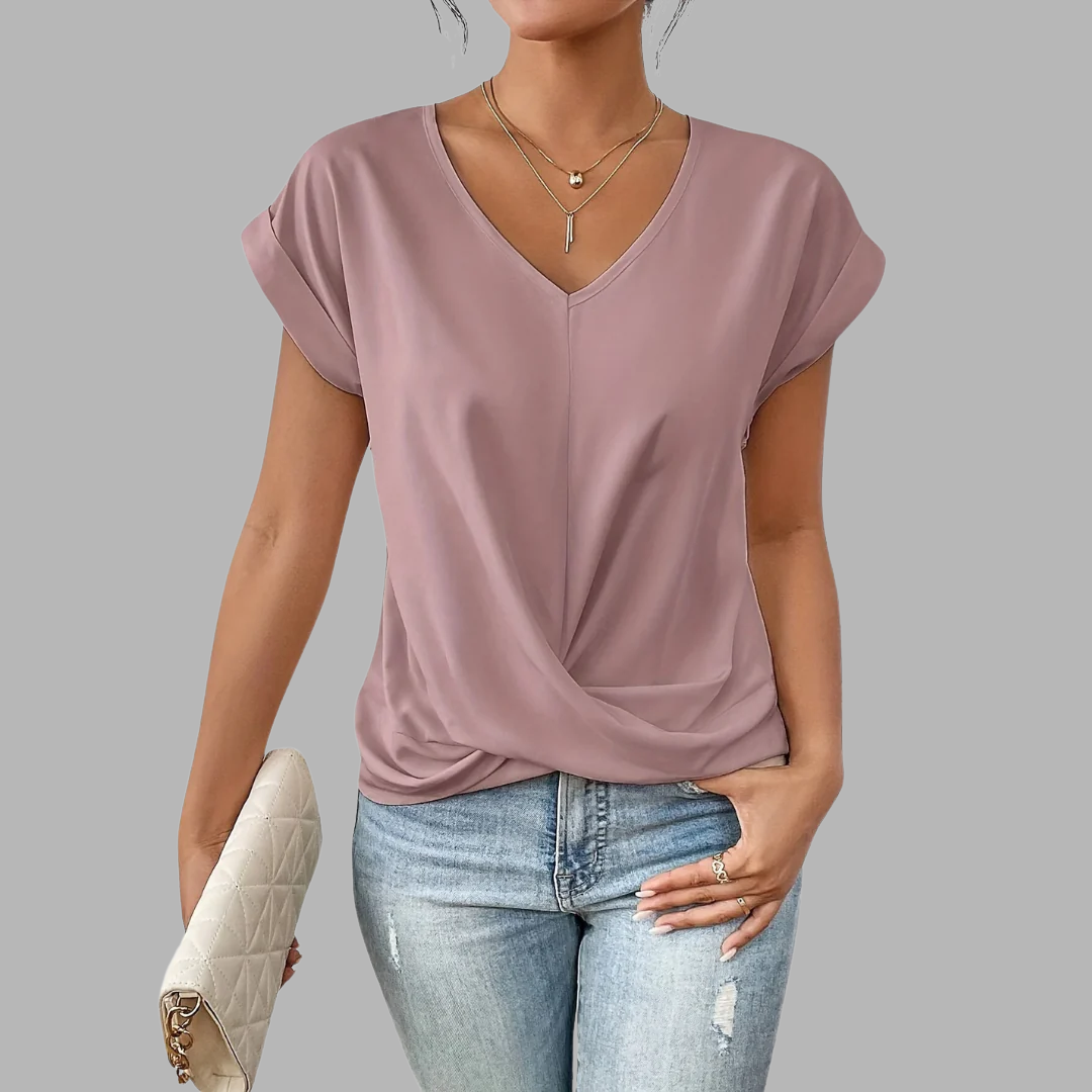 T-shirt Col V Noué pour Femme Lucie