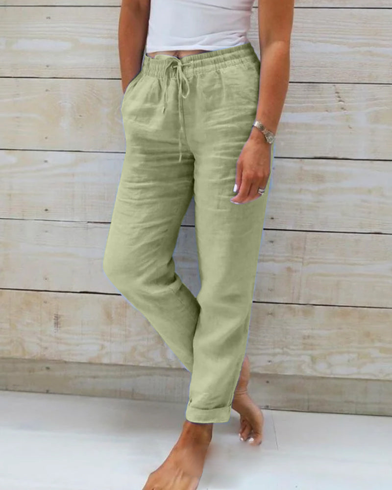 💎 58% DE RÉDUCTION ! 💎 Pantalon Décontracté à Jambe Droite – Coton & Lin Respirant, Taille Élastiquée & 6 Couleurs Disponibles 🌿👖