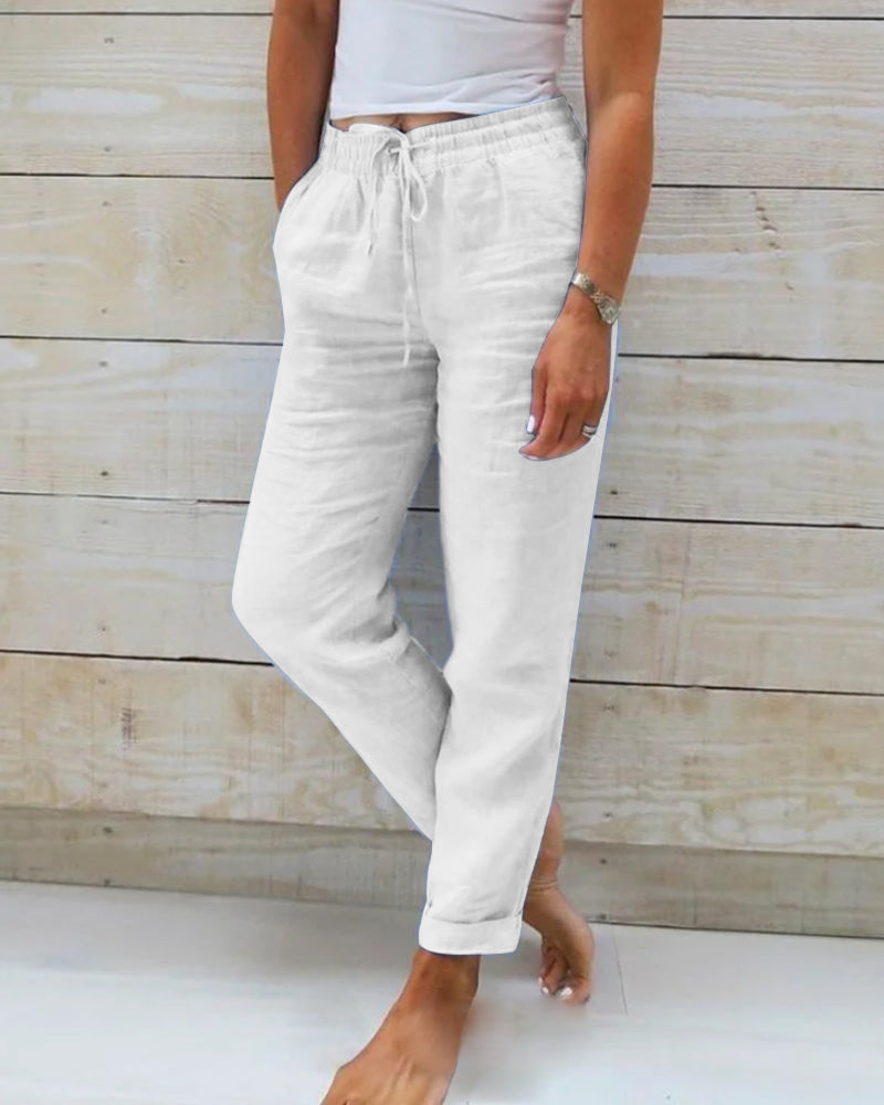 💎 58% DE RÉDUCTION ! 💎 Pantalon Décontracté à Jambe Droite – Coton & Lin Respirant, Taille Élastiquée & 6 Couleurs Disponibles 🌿👖