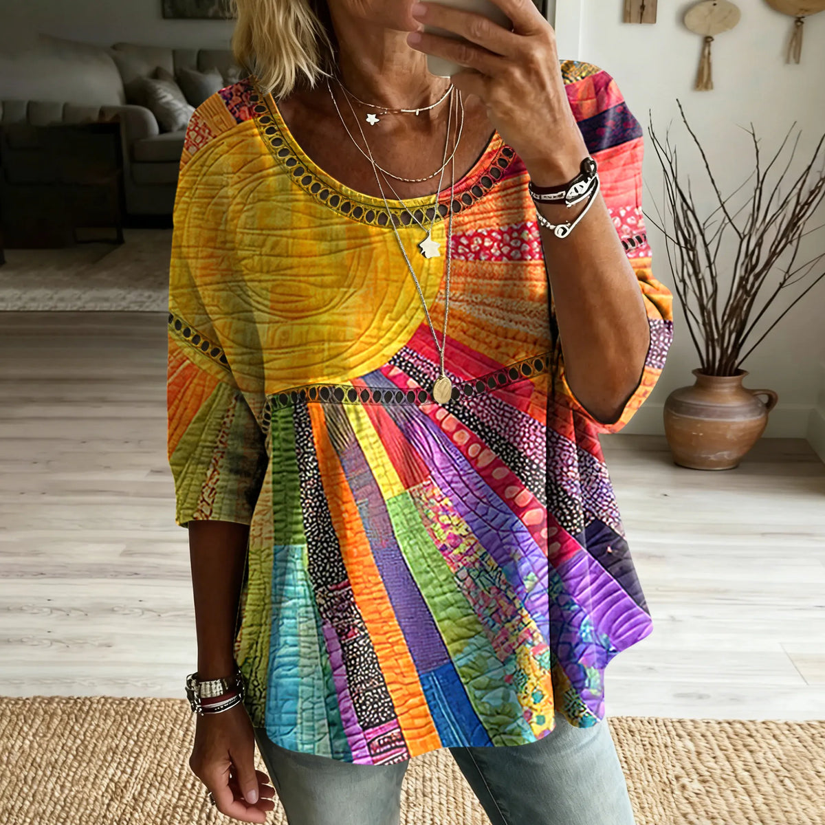 Tunique Patchwork Soleil pour Femme Sophie