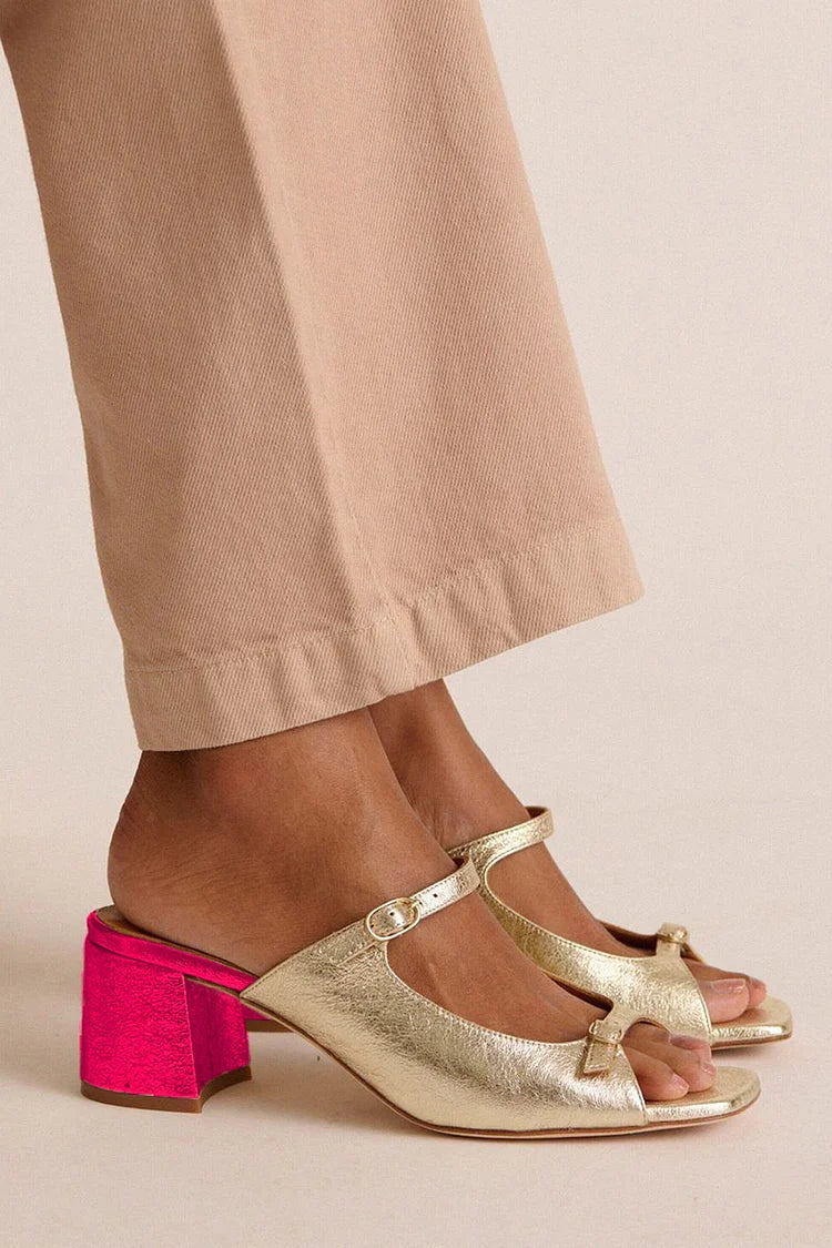 Sacha Havre | Sandales Talon Bloc Bicolores Monique