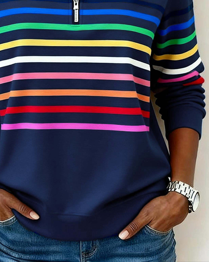 Pull Zippé Rayures Arc-en-ciel pour Femme Odile