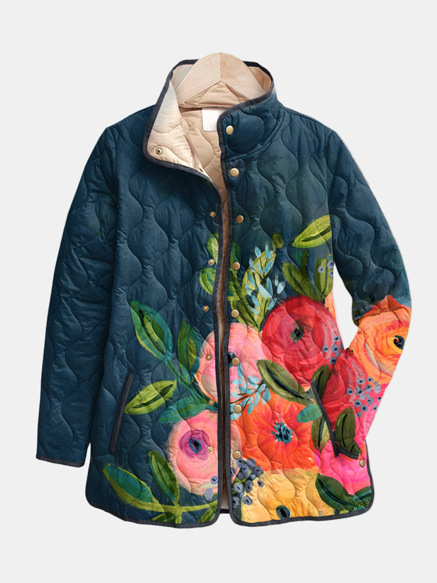 Veste Matelassée Fleurs Peintes pour Femme Camille