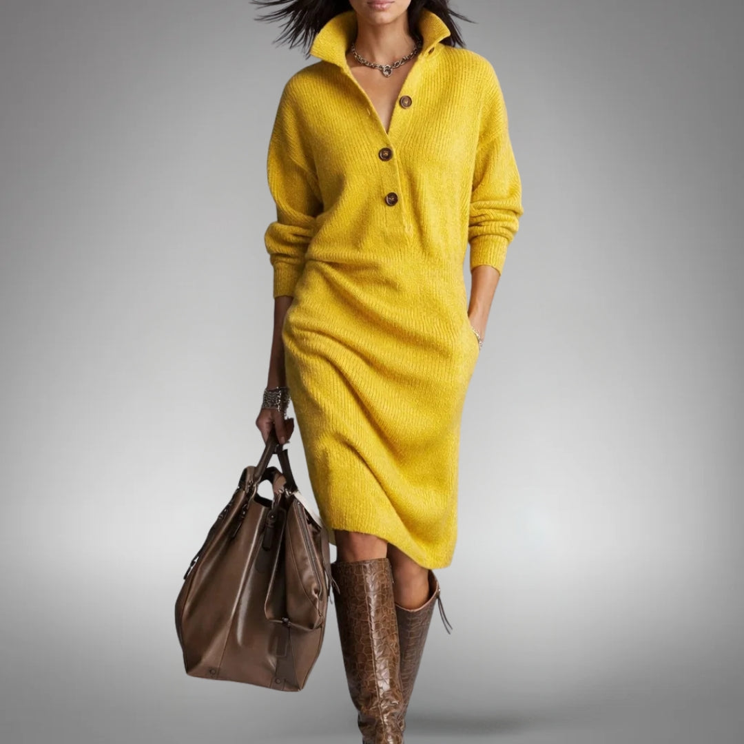 Élodie — Robe Midi en Maille à l’Allure Élégante