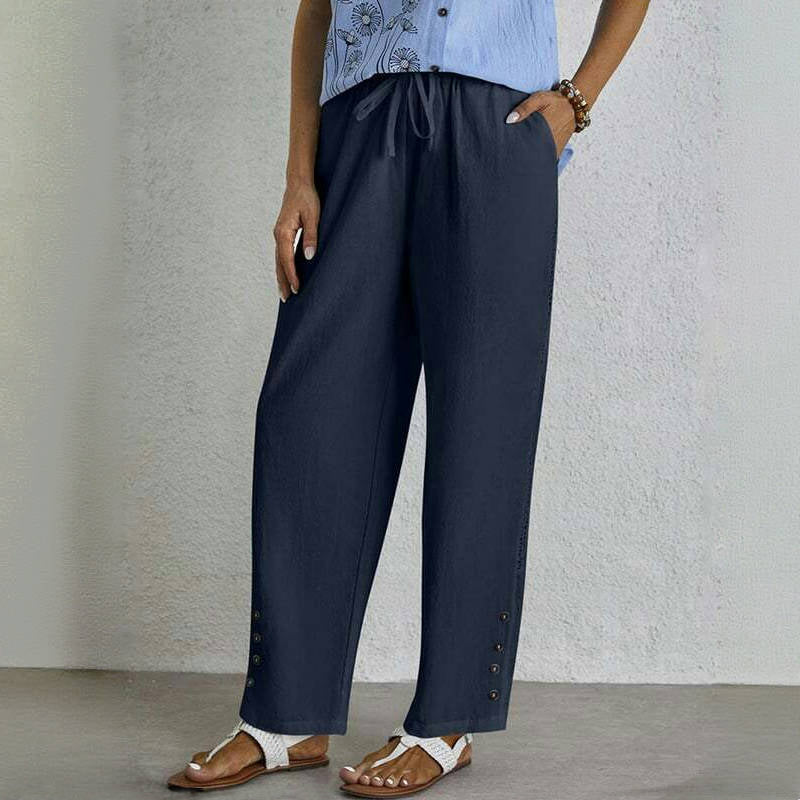 【Coton Et Lin】Pantalon Décontracté Confortable