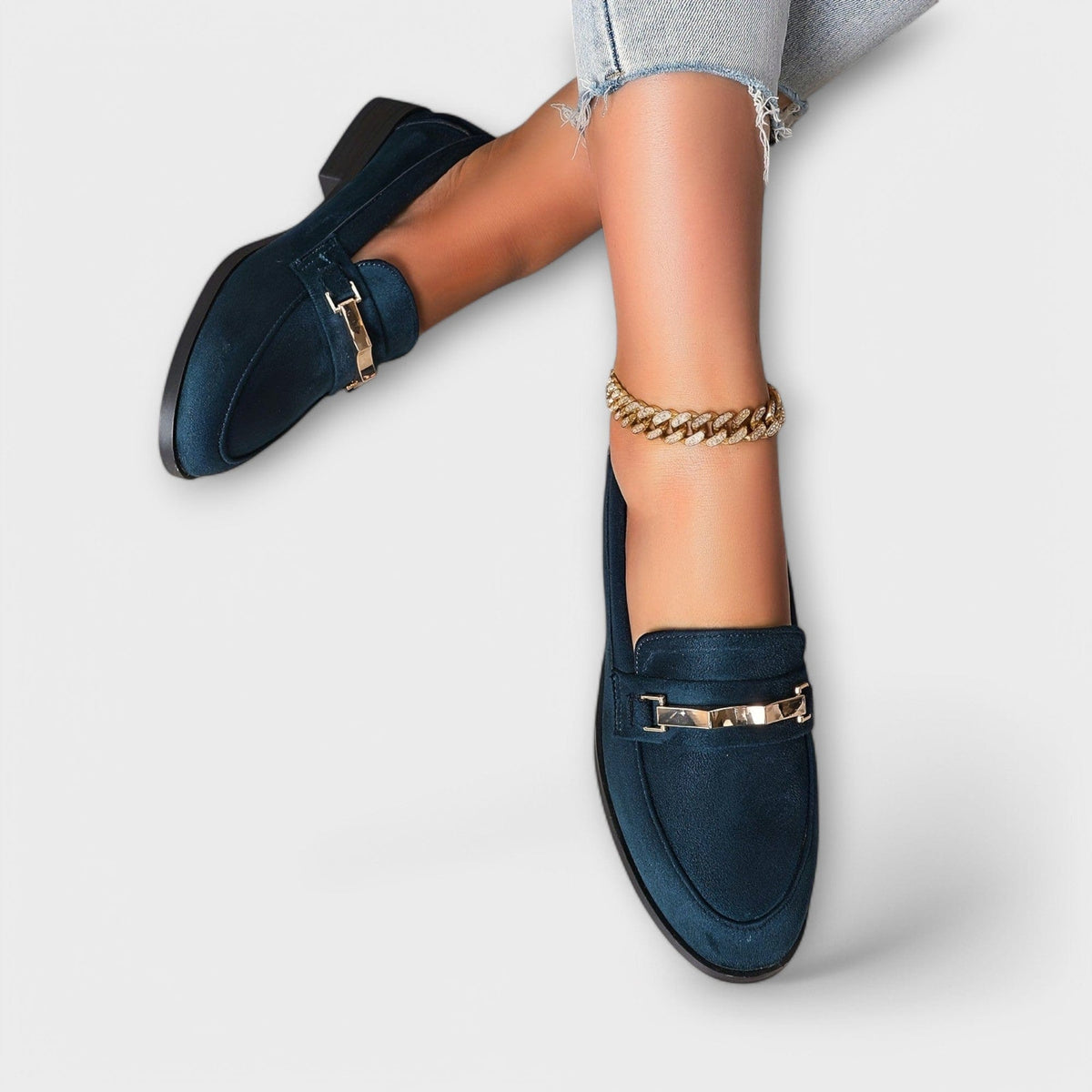 Sacha Havre | Mocassins Daim Chaîne Dorée Nathalie