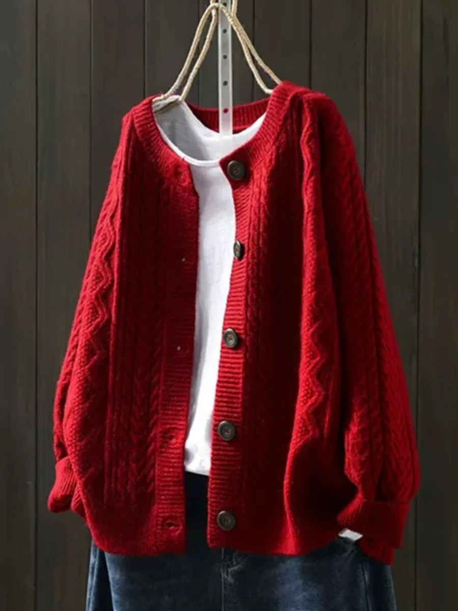 Cardigan Torsadé Col Rond pour Femme Sophie