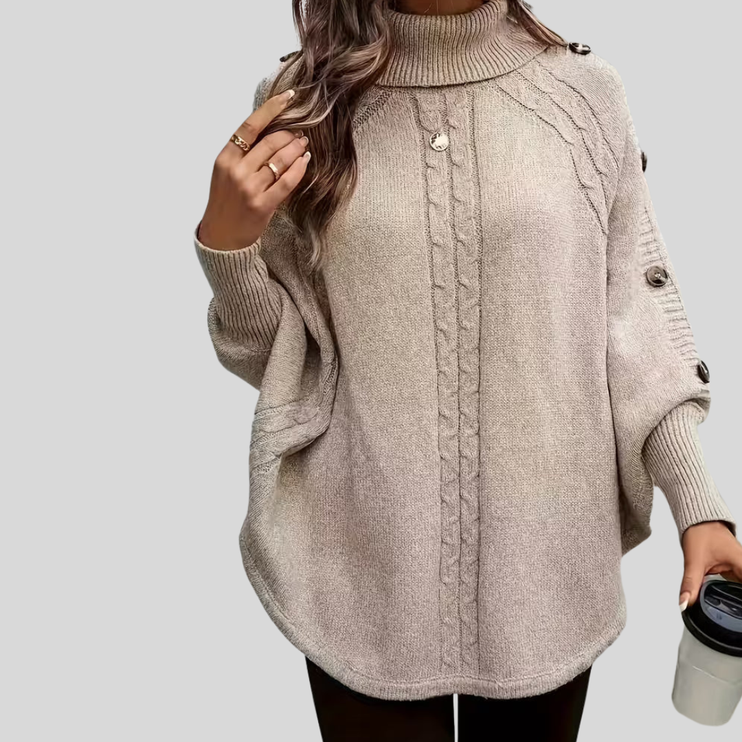 Poncho Col Roulé Torsadé pour Femme Léa