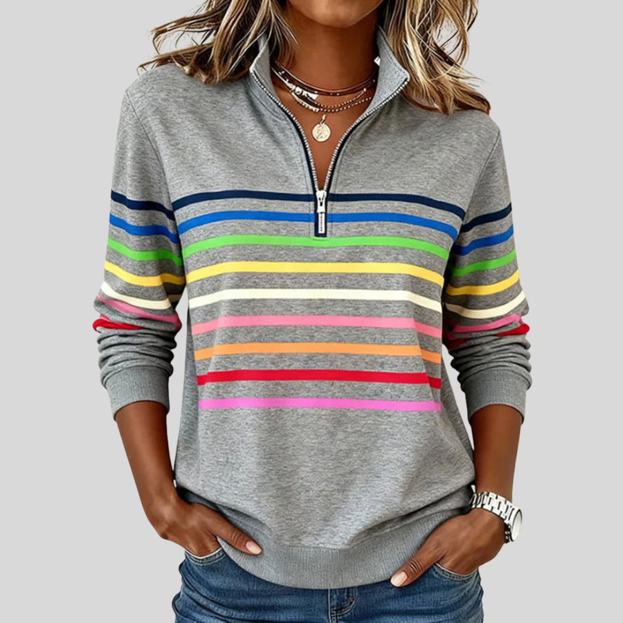 Sweat Zippé Rayures Multicolores pour Femme Nathalie