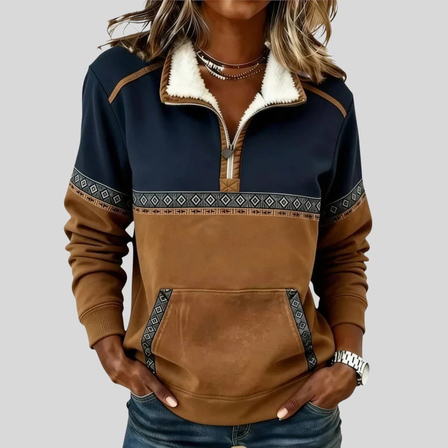 Pull Demi-Zip Bicolore pour Femme Lucie