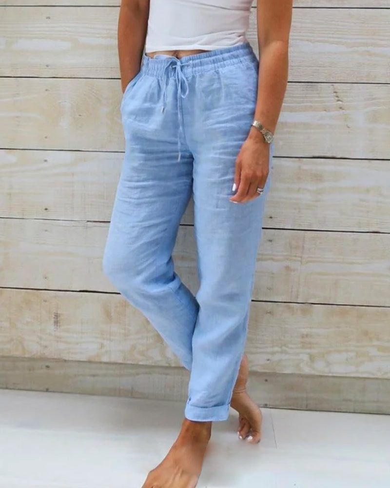 💎 58% DE RÉDUCTION ! 💎 Pantalon Décontracté à Jambe Droite – Coton & Lin Respirant, Taille Élastiquée & 6 Couleurs Disponibles 🌿👖