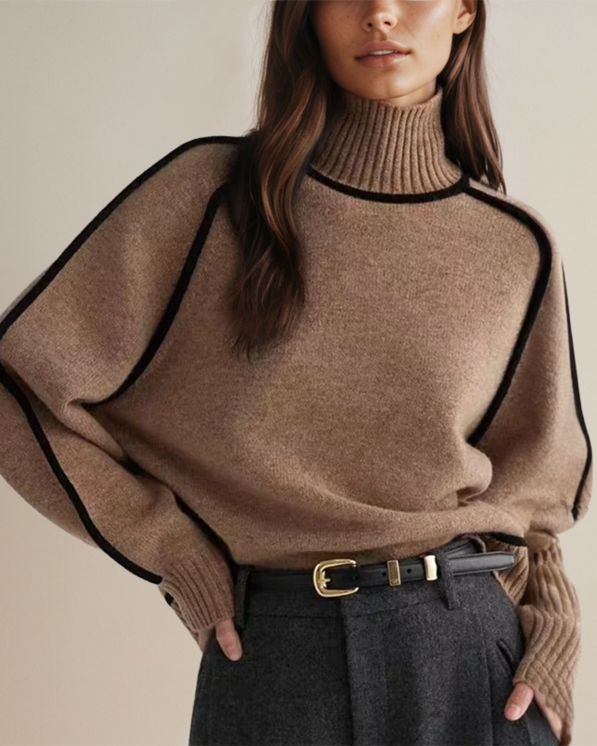 Pull Col Roulé Passepoilé pour Femme Aveline