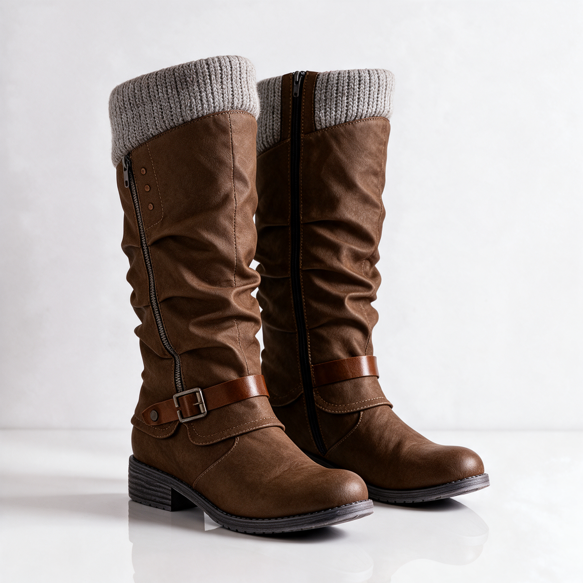 Bottes Hautes à Revers Maille Christine