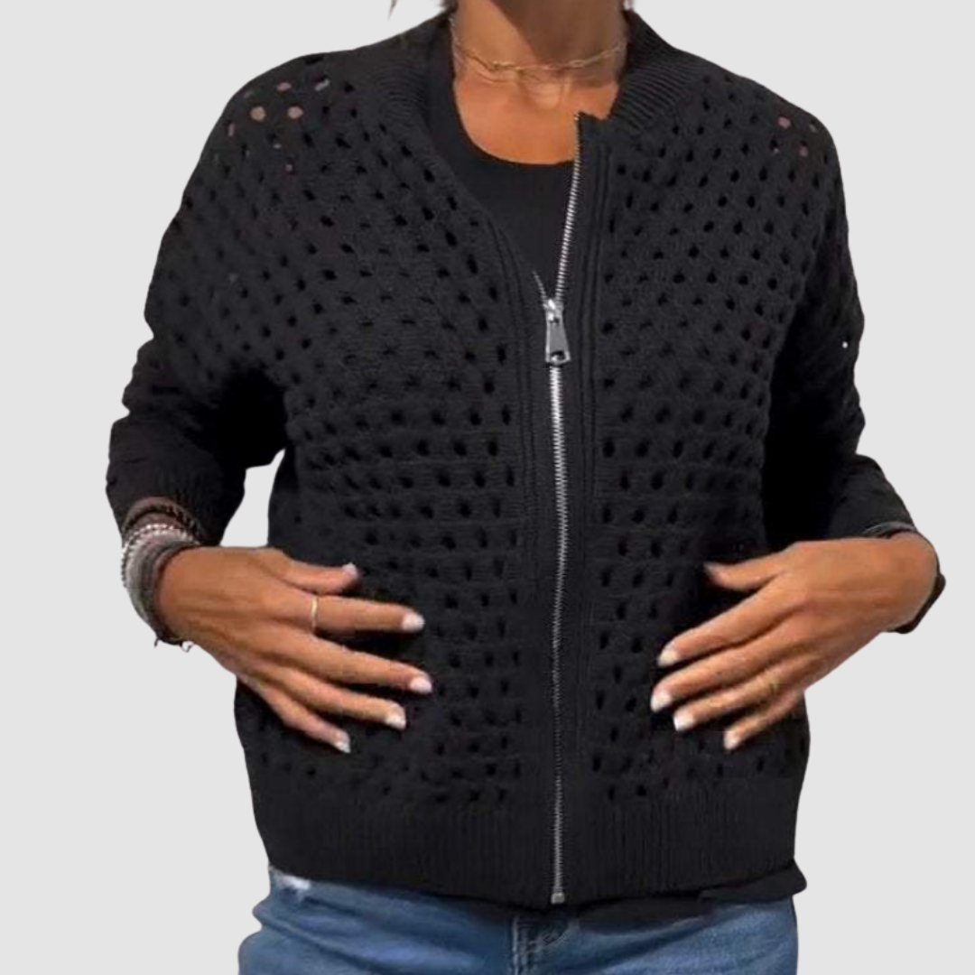 Sacha Havre | Veste Zippée en Maille Ajourée Charlotte