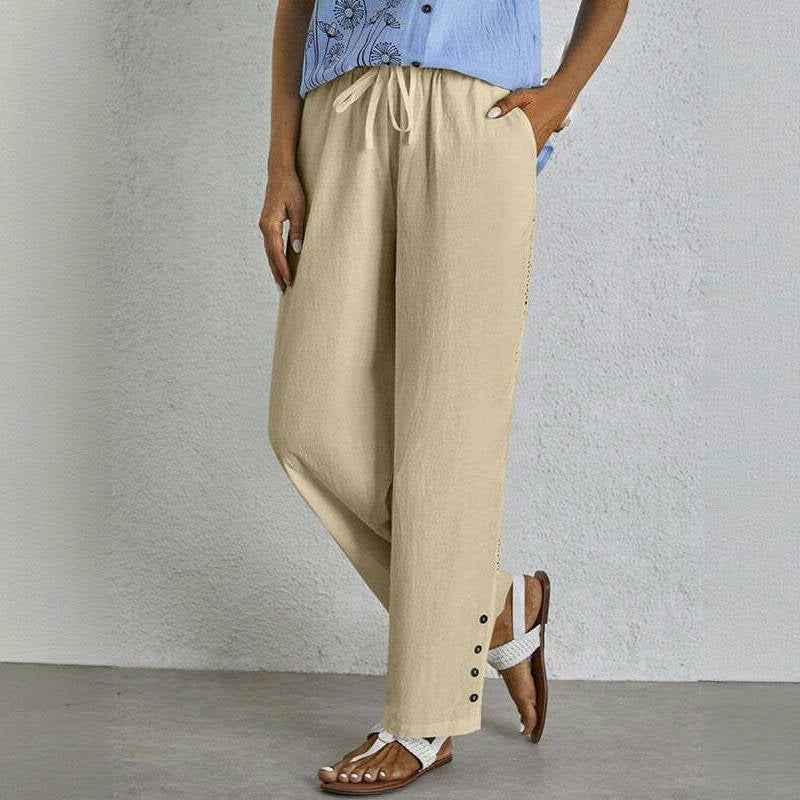 【Coton Et Lin】Pantalon Décontracté Confortable