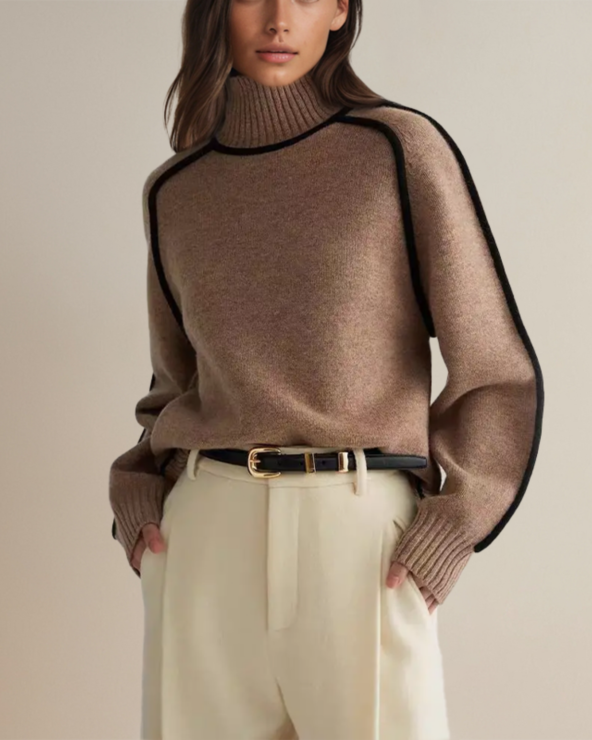 Pull Col Roulé Passepoilé pour Femme Aveline