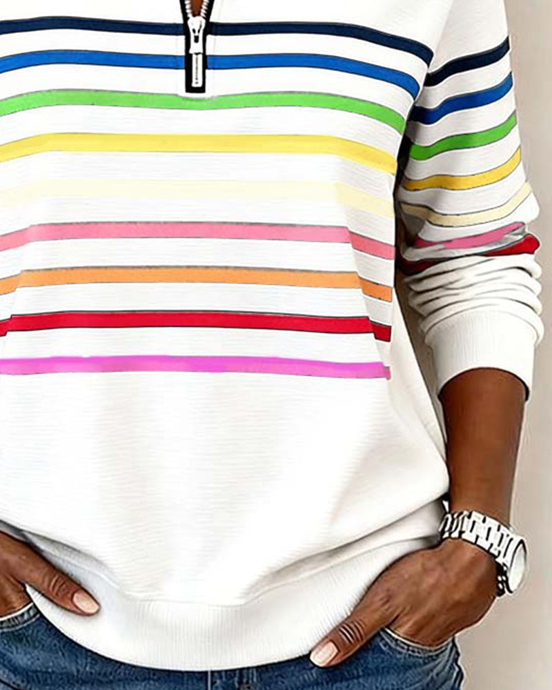 Pull Zippé Rayures Arc-en-ciel pour Femme Odile