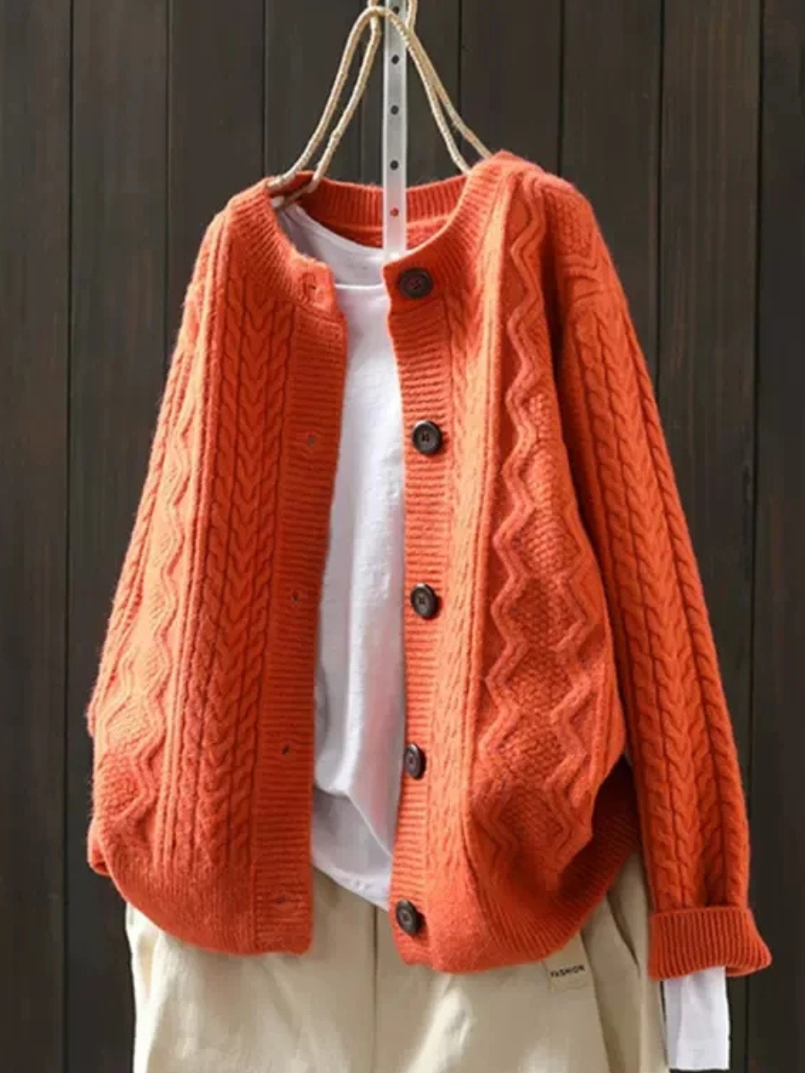 Cardigan Torsadé Col Rond pour Femme Sophie