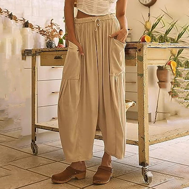 【Coton Et Lin】Pantalon Décontracté Confortable