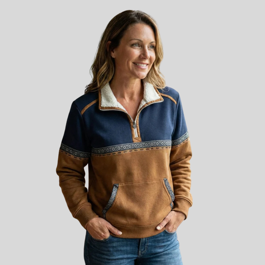Pull Demi-Zip Bicolore pour Femme Lucie