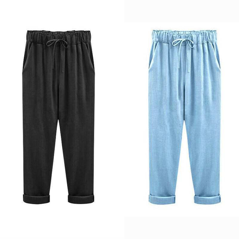 🔥New Arrival Hot Sale 🔥 Women's Solid Color Elastic Waist Loose Nine-Point Pants