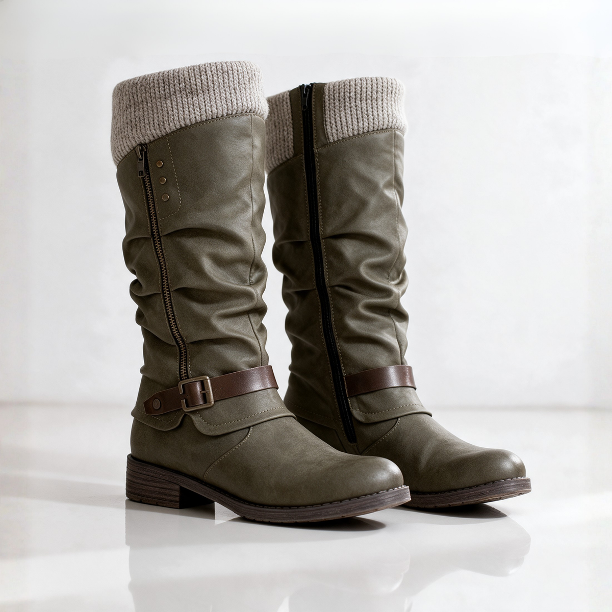 Bottes Hautes à Revers Maille Christine