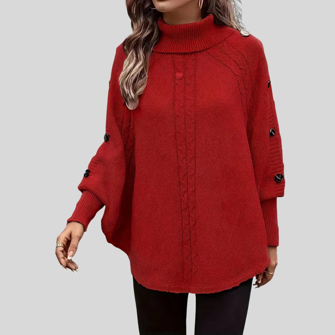 Poncho Col Roulé Torsadé pour Femme Léa