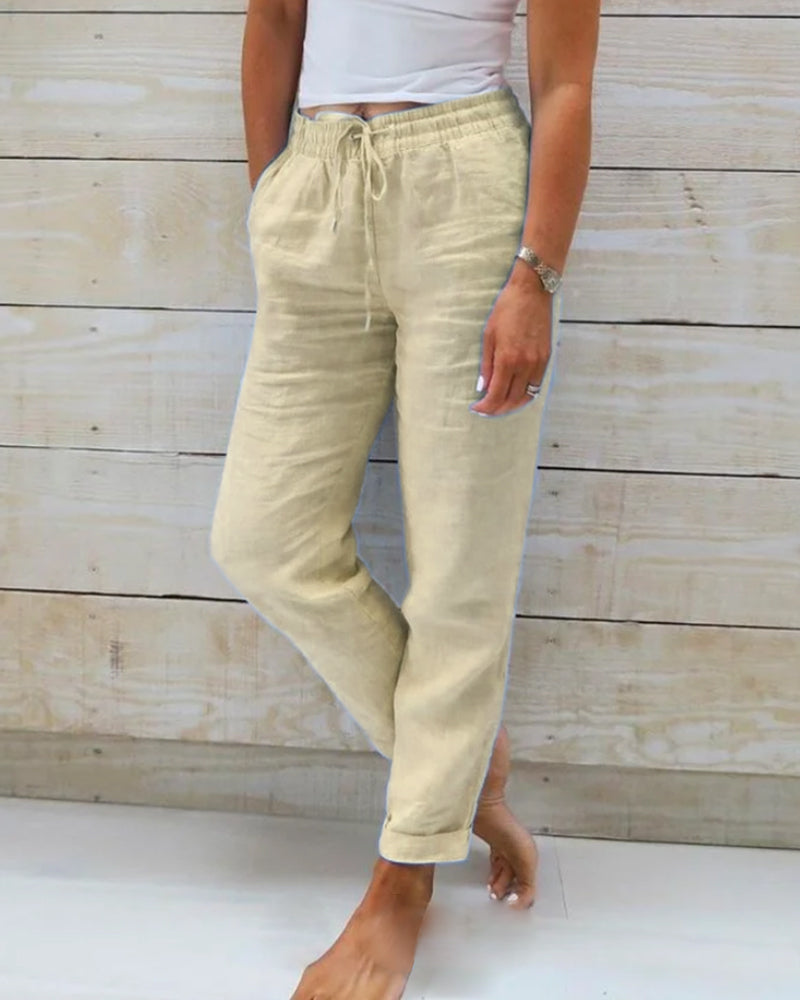 💎 58% DE RÉDUCTION ! 💎 Pantalon Décontracté à Jambe Droite – Coton & Lin Respirant, Taille Élastiquée & 6 Couleurs Disponibles 🌿👖