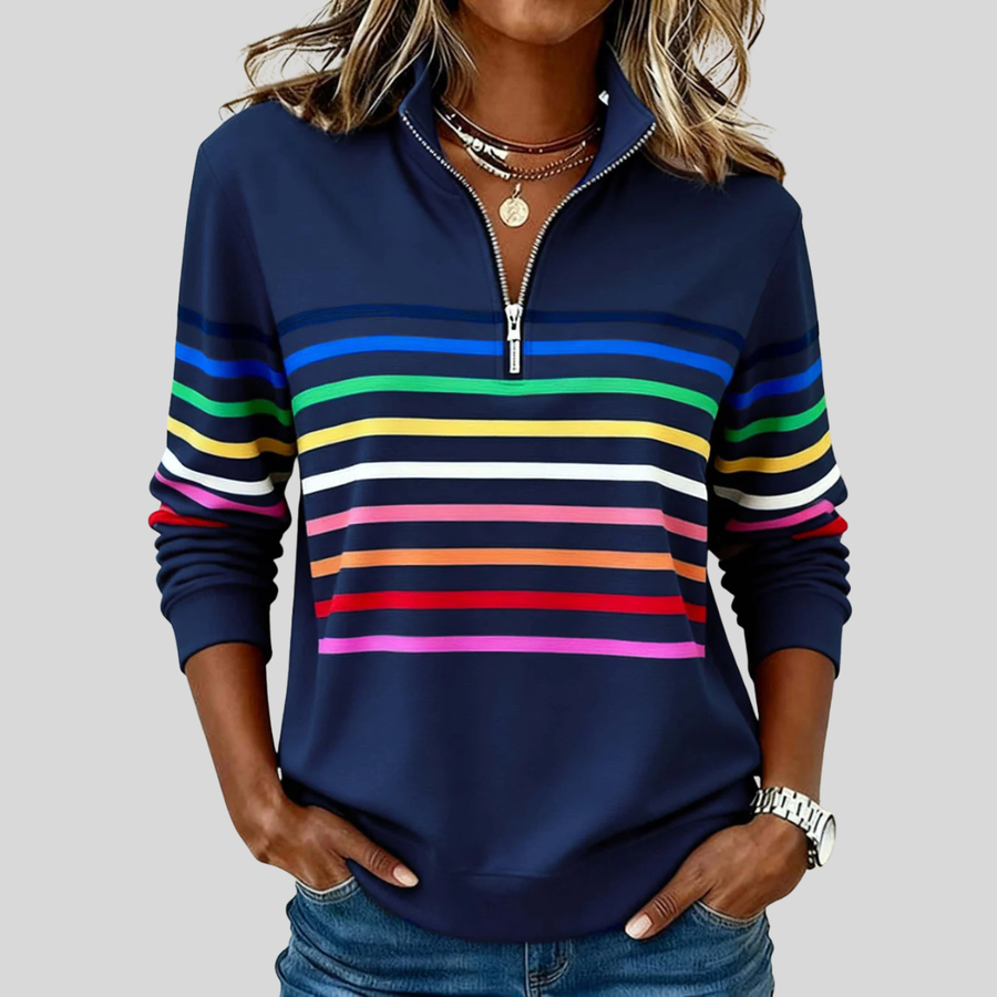 Sweat Zippé Rayures Multicolores pour Femme Nathalie