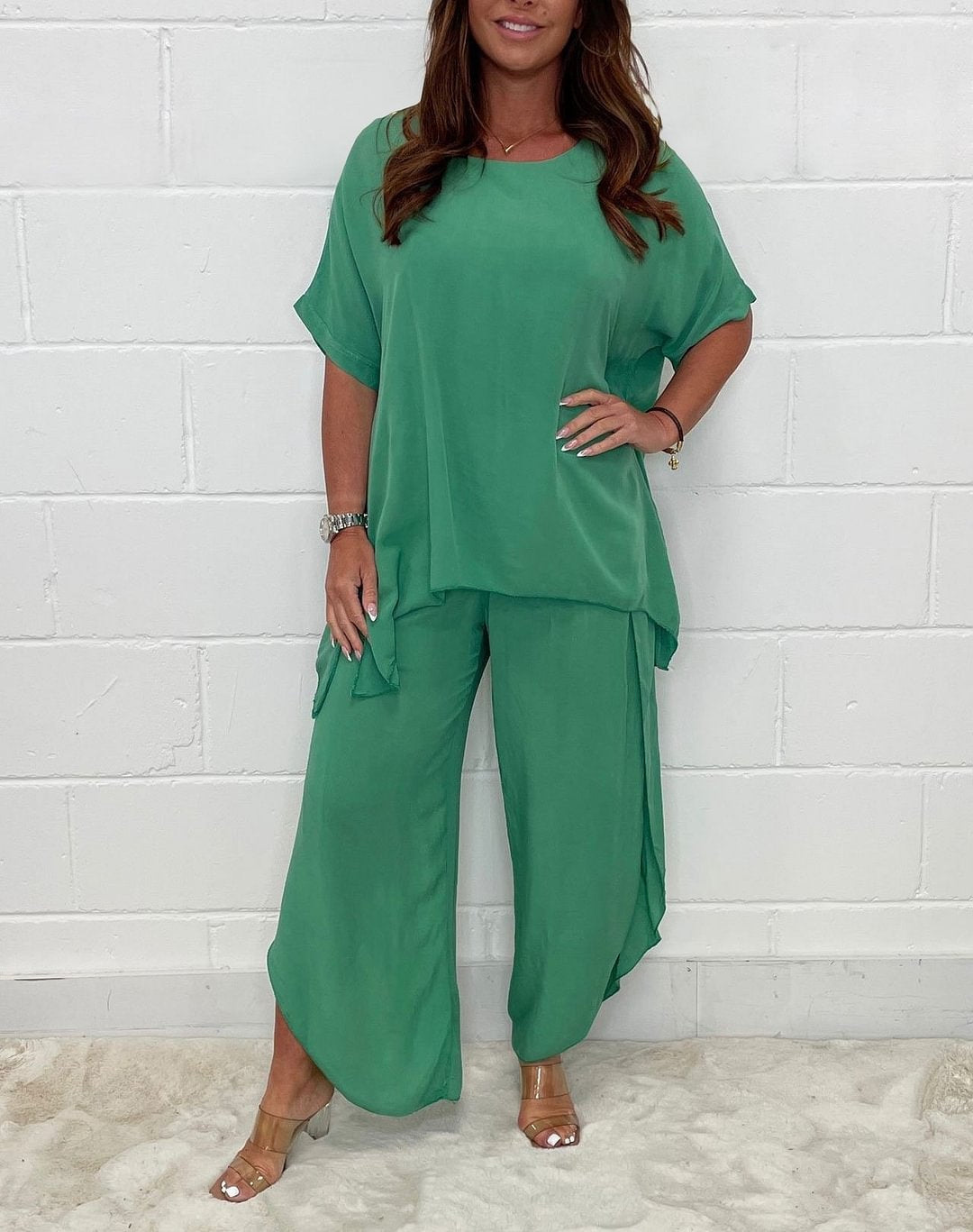 Costume 2 pièces décontracté et ample de couleur unie pour femmes🔥