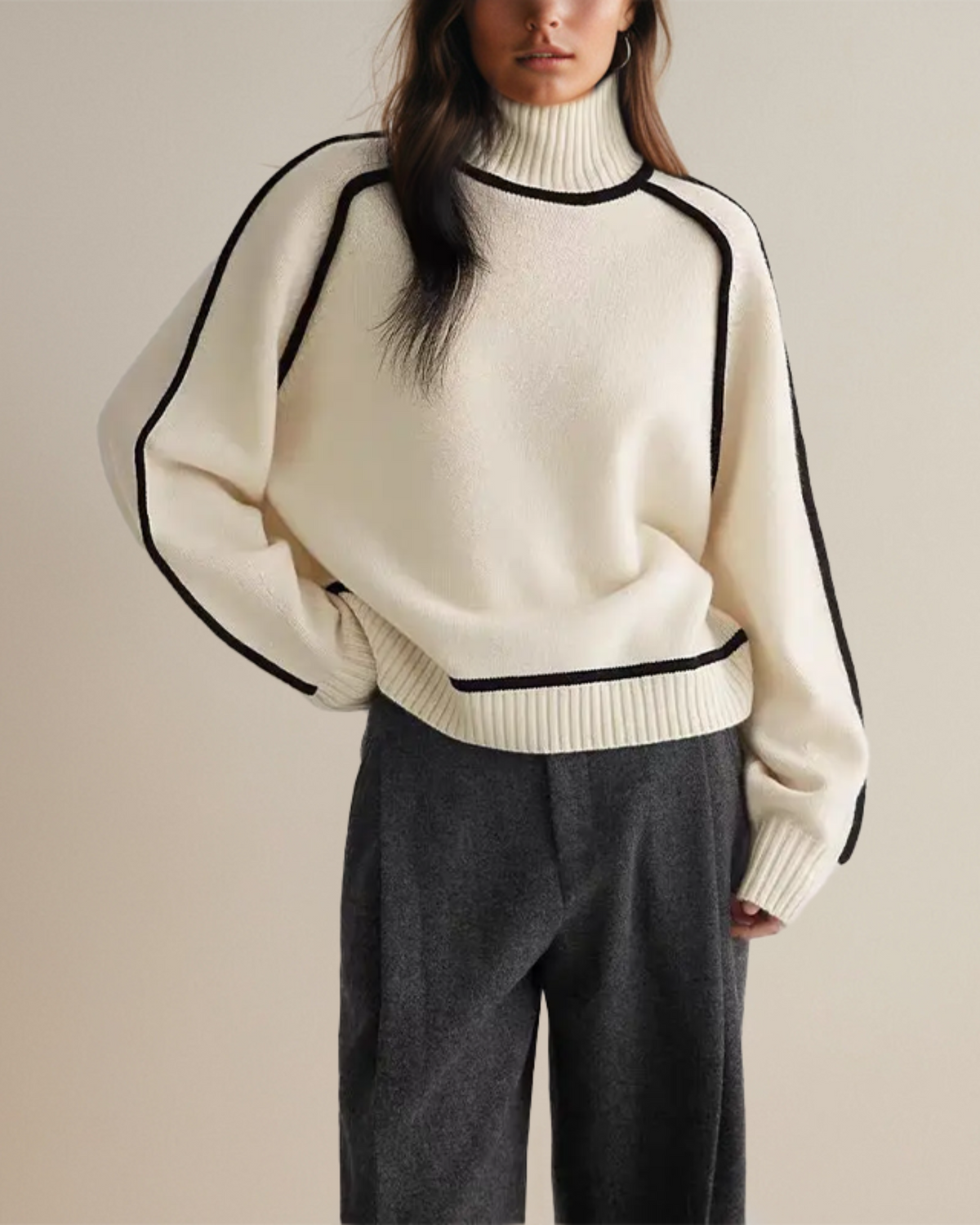 Pull Col Roulé Passepoilé pour Femme Aveline