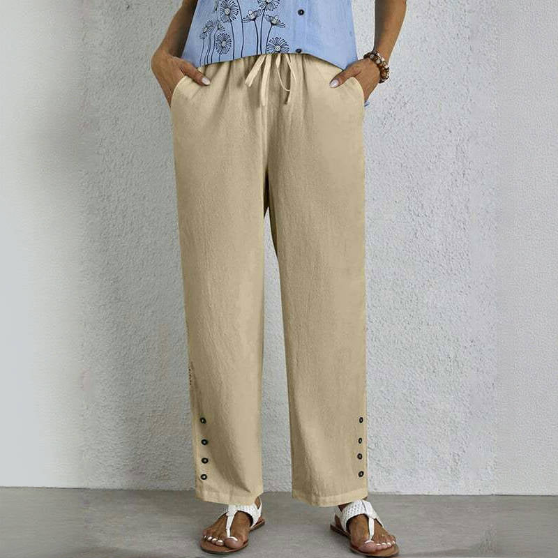 【Coton Et Lin】Pantalon Décontracté Confortable