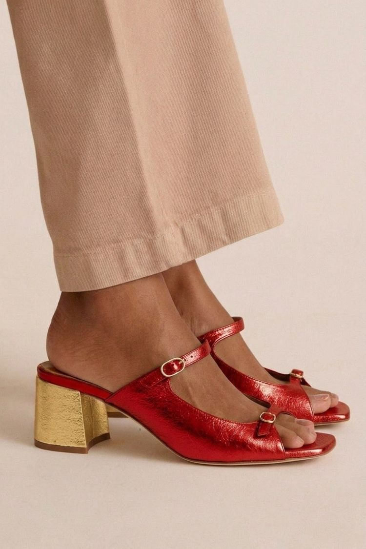 Sacha Havre | Sandales Talon Bloc Bicolores Monique
