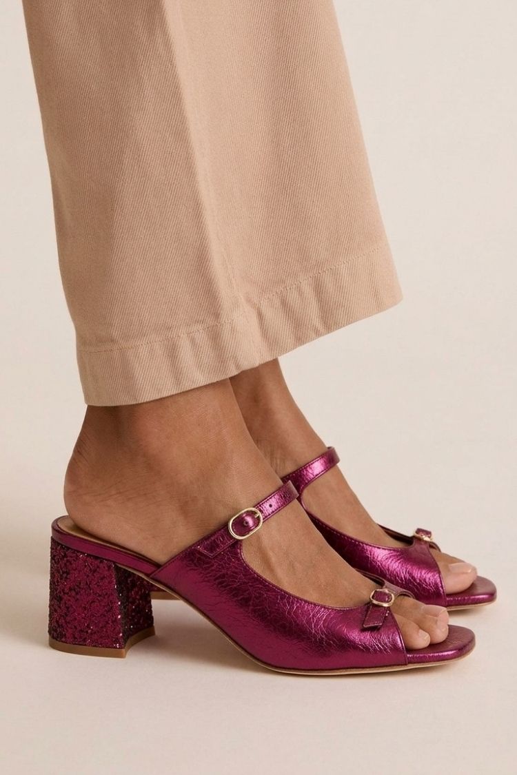 Sacha Havre | Sandales Talon Bloc Bicolores Monique