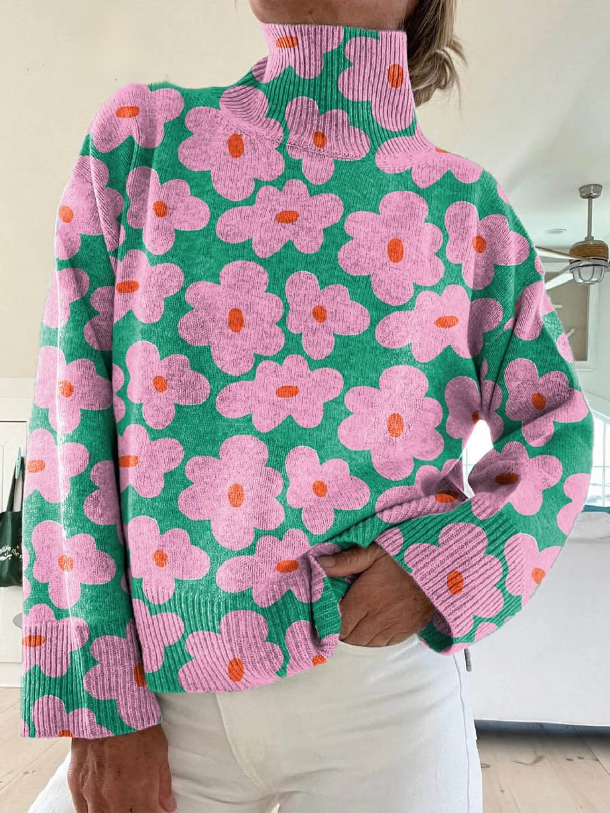 Floréa — Pull Fleuri au Confort Doux et Moderne