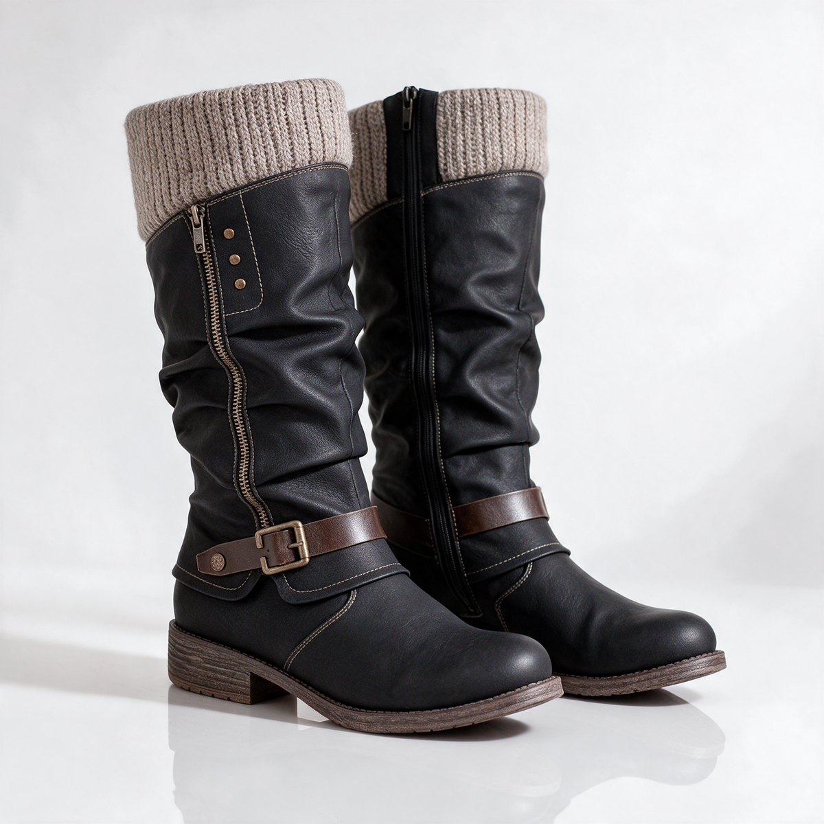 Bottes Hautes à Revers Maille Christine