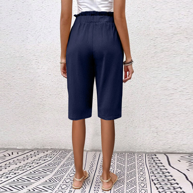 【Coton Et Lin】Pantalon Décontracté De Couleur Unie