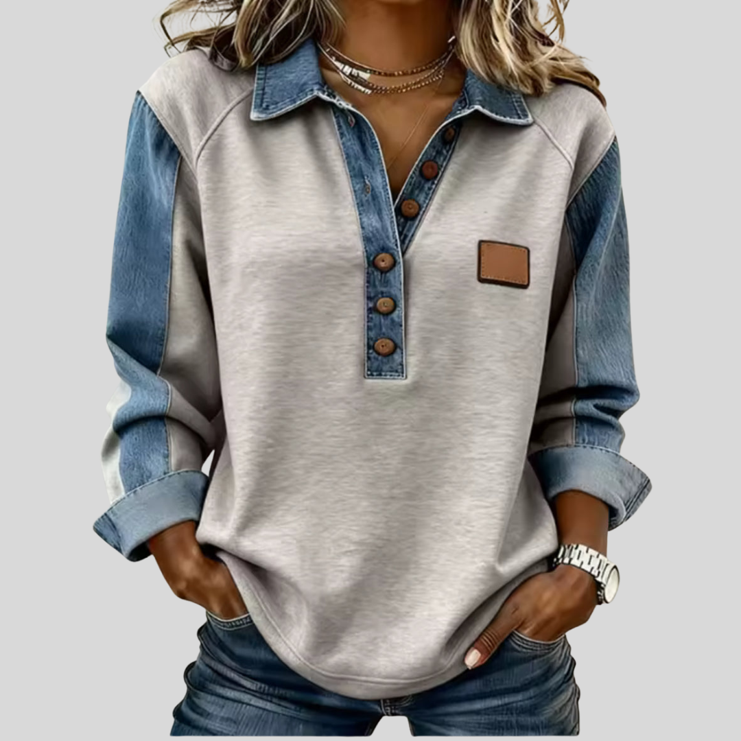 Pull Col Boutonné Bicolore pour Femme Pauline
