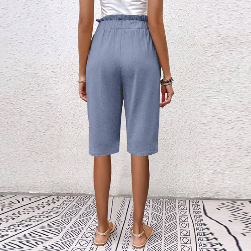 【Coton Et Lin】Pantalon Décontracté De Couleur Unie