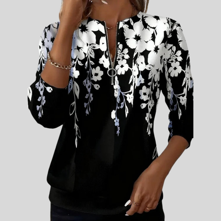 Sweat Zippé Fleurs Graphiques pour Femme Aveline