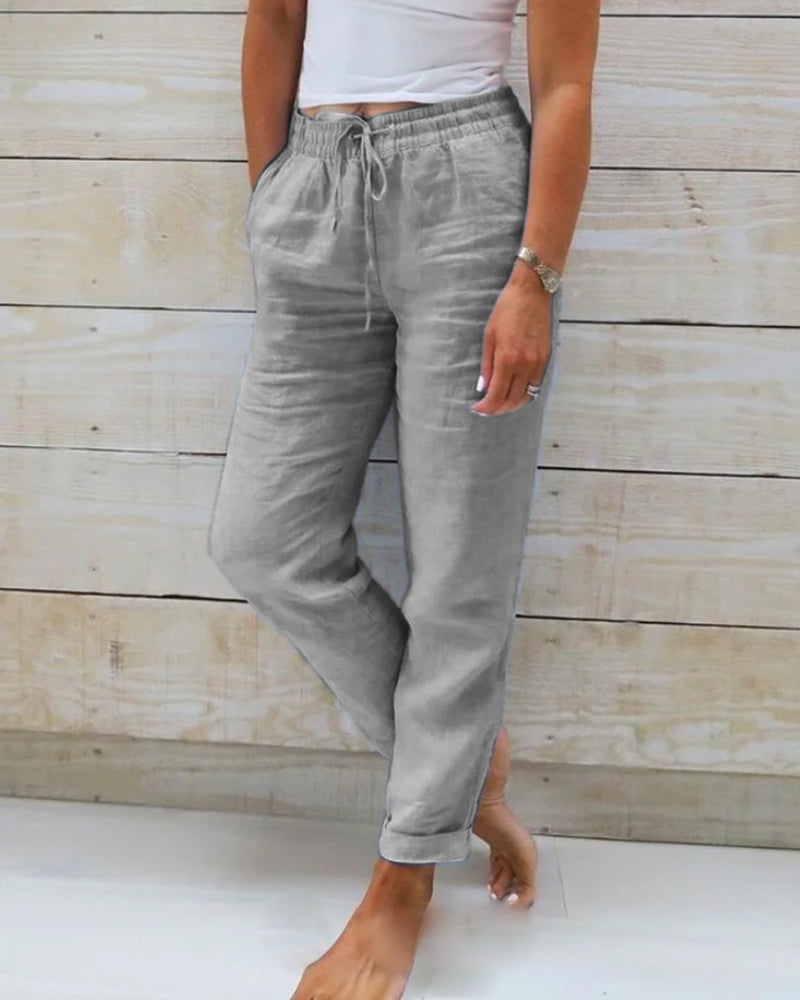 💎 58% DE RÉDUCTION ! 💎 Pantalon Décontracté à Jambe Droite – Coton & Lin Respirant, Taille Élastiquée & 6 Couleurs Disponibles 🌿👖