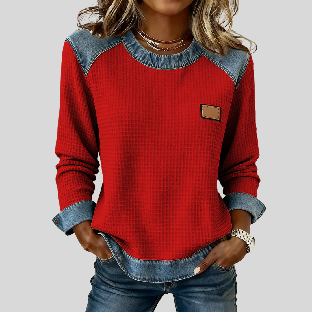 Sweat Gaufré Effet Denim pour Femme Amélie