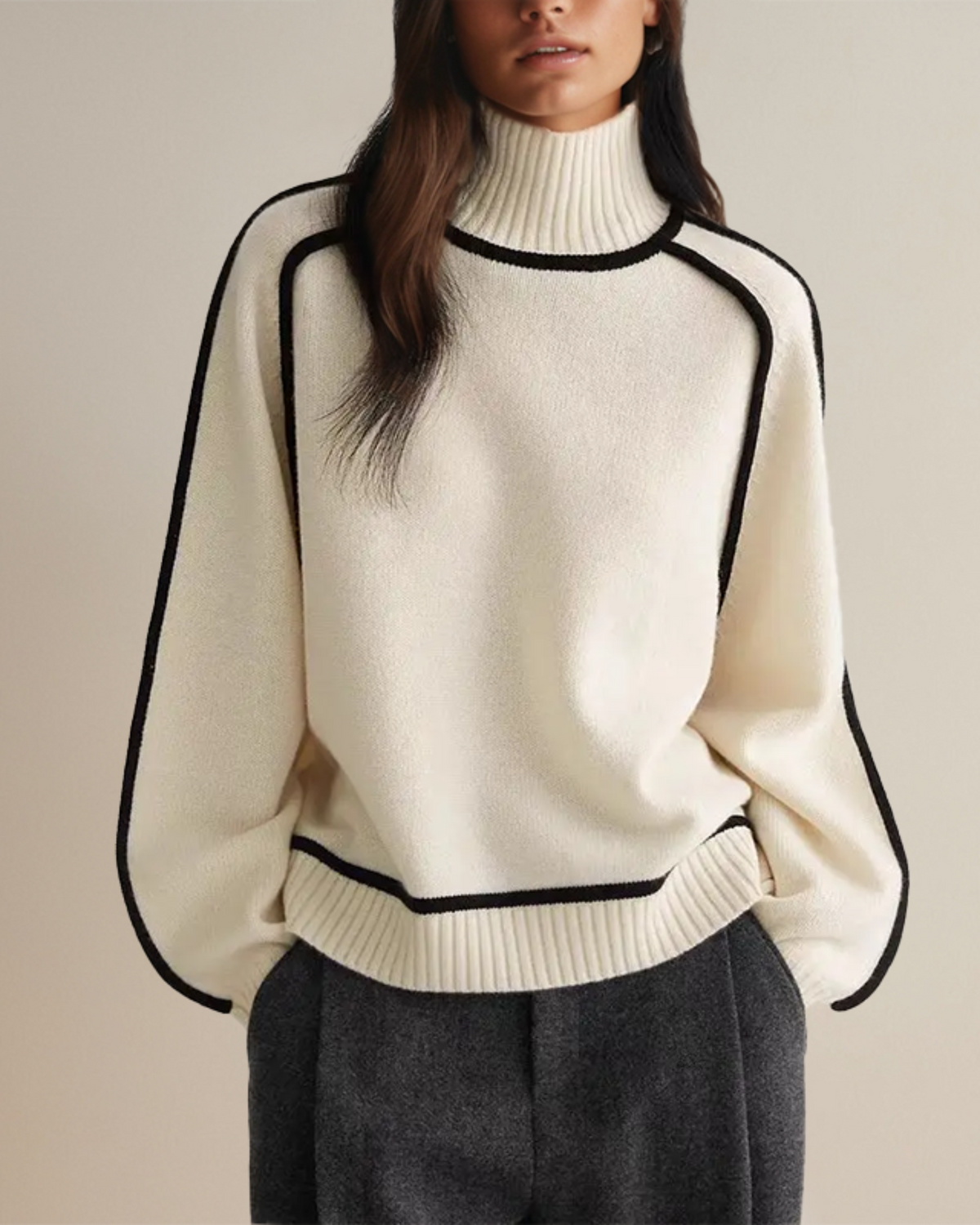 Pull Col Roulé Passepoilé pour Femme Aveline
