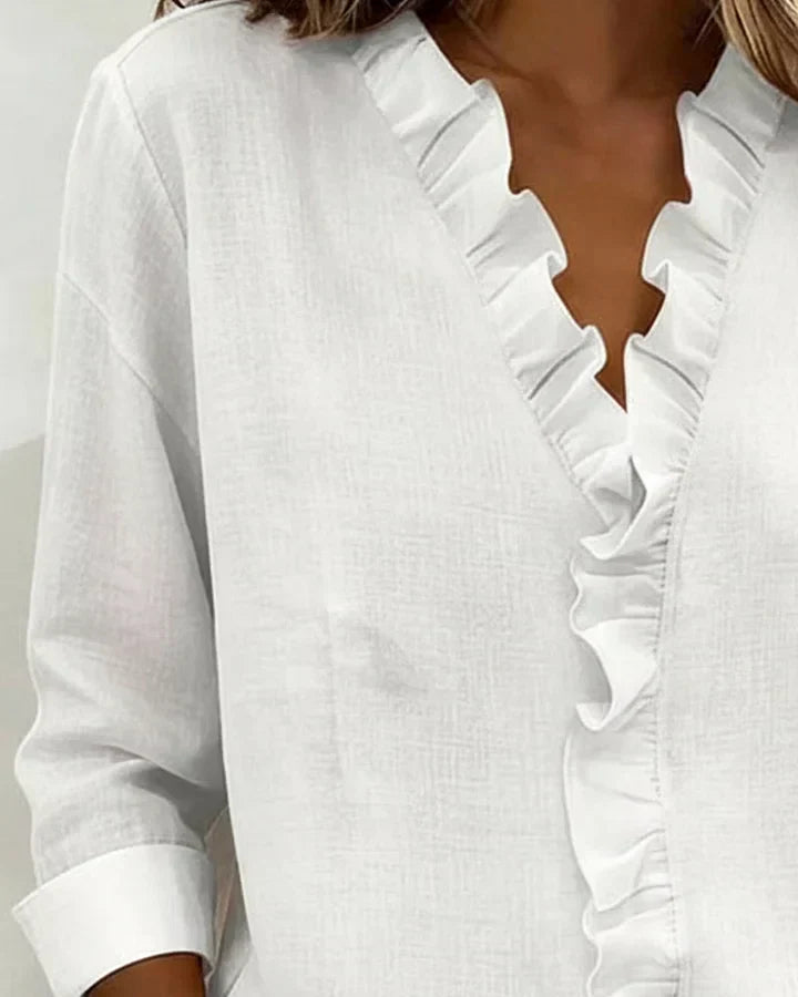 Blouse à Volants Col V pour Femme Claire