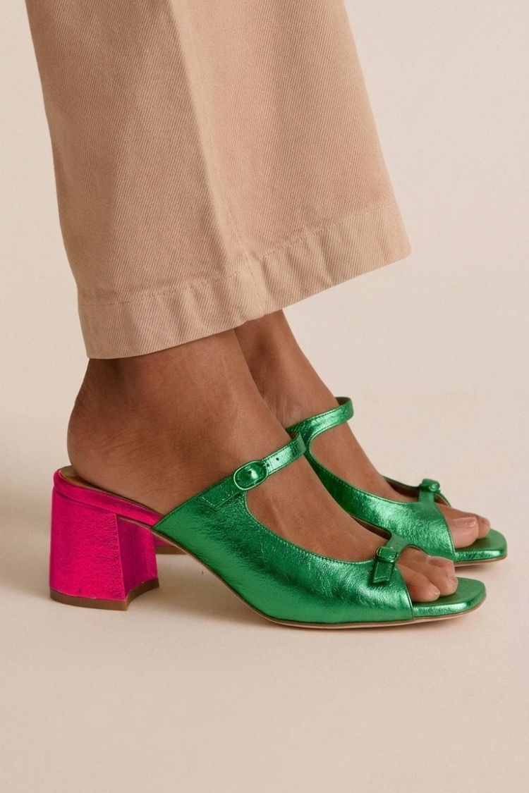 Sacha Havre | Sandales Talon Bloc Bicolores Monique