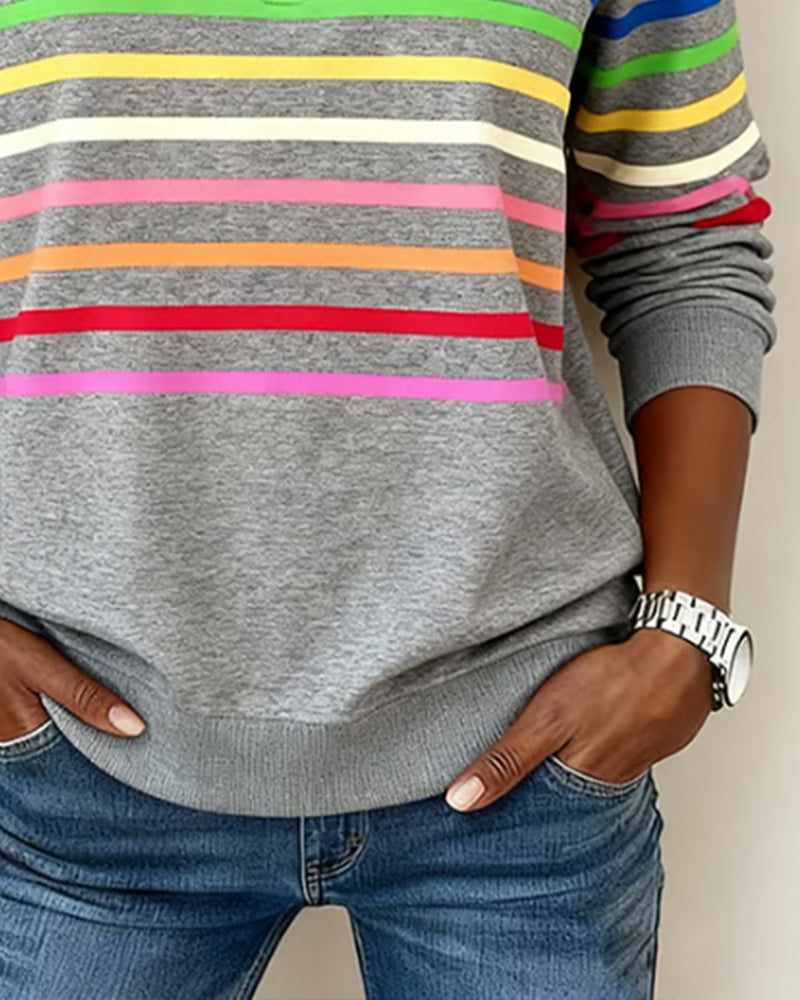 Pull Zippé Rayures Arc-en-ciel pour Femme Odile