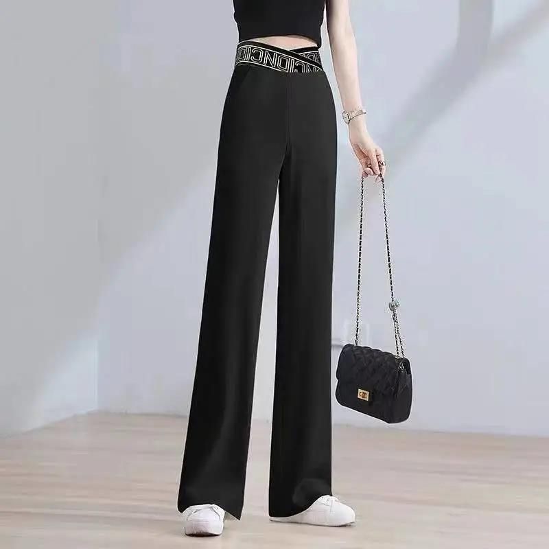 Pantalon Droit Extensible à Taille Haute et Jambes Larges pour Femmes【Achetez-En 2 Et Obtenez La Livraison Gratuite】