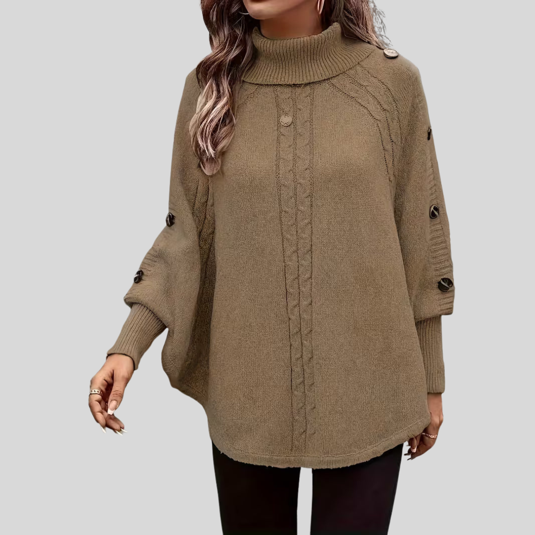 Poncho Col Roulé Torsadé pour Femme Léa