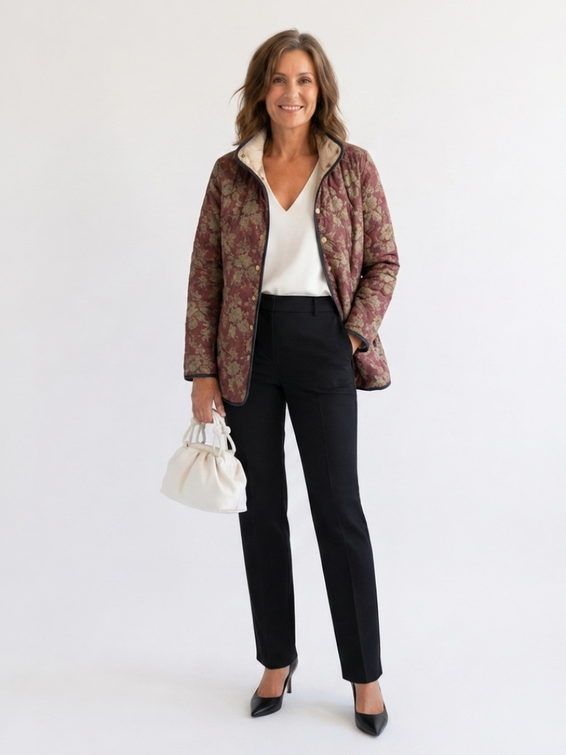Veste Matelassée Damas Prune pour Femme Sophie